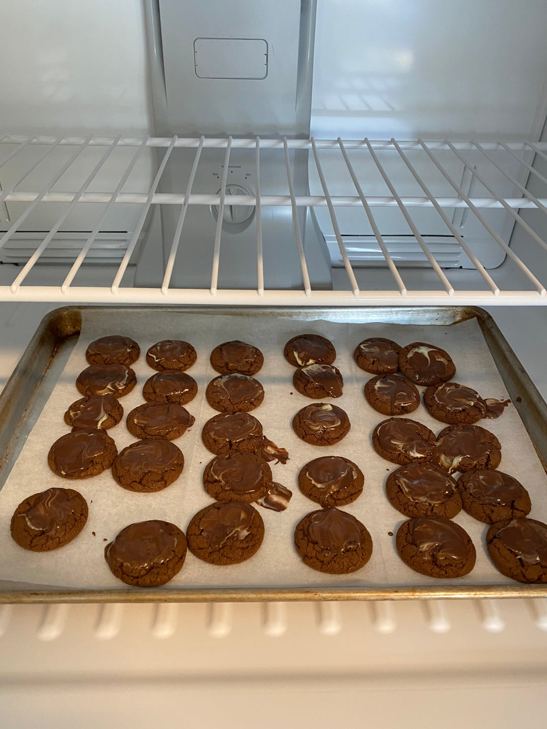 Andes Candies mint chocolate chip cookies stacked on a plate