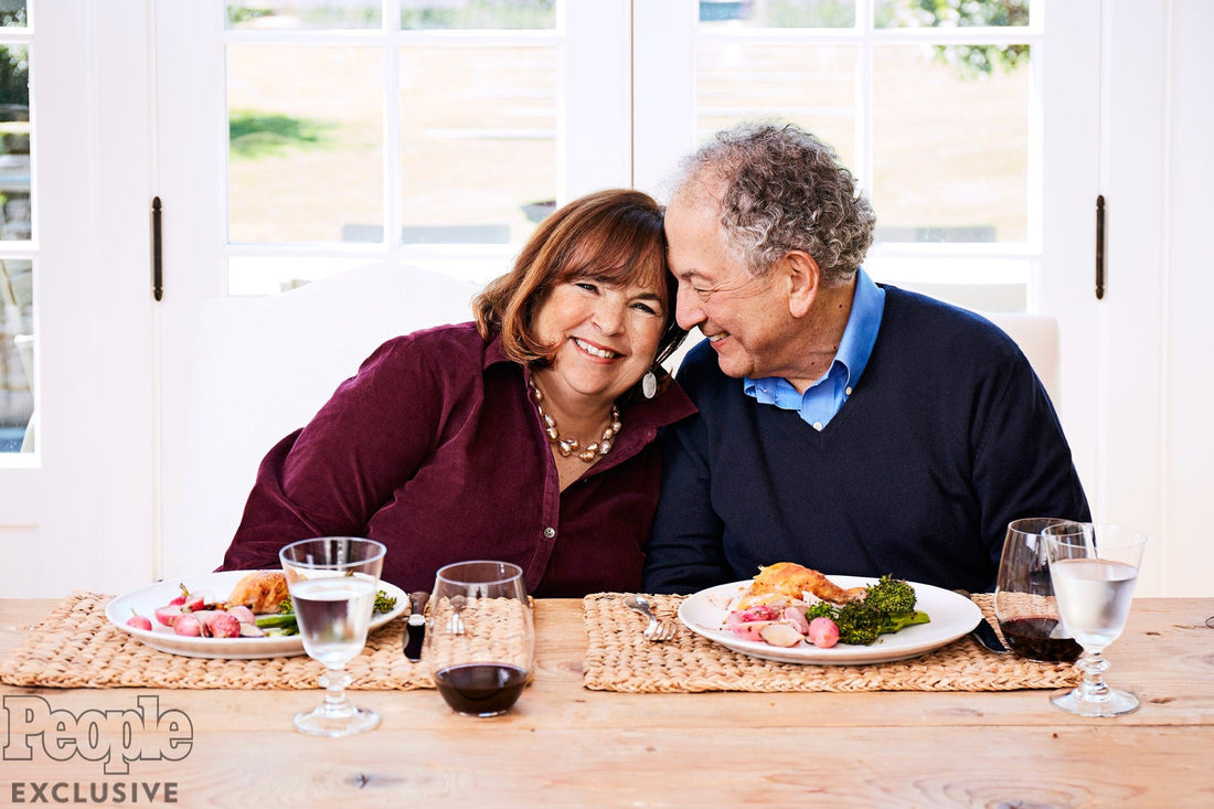 Ina Garten and Jeffrey Garten smiling together at a dinner table, People Magazine exclusive