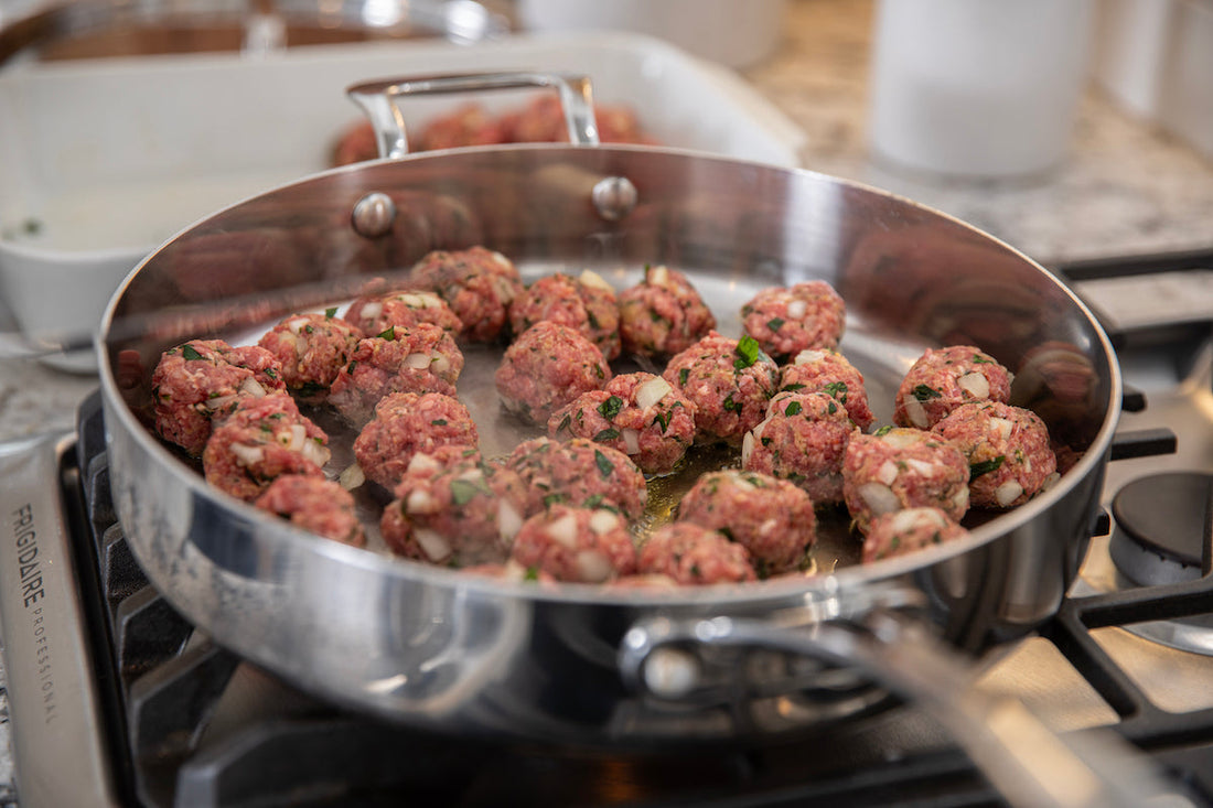 Swedish Meatballs in creamy gravy sauce served over egg noodles