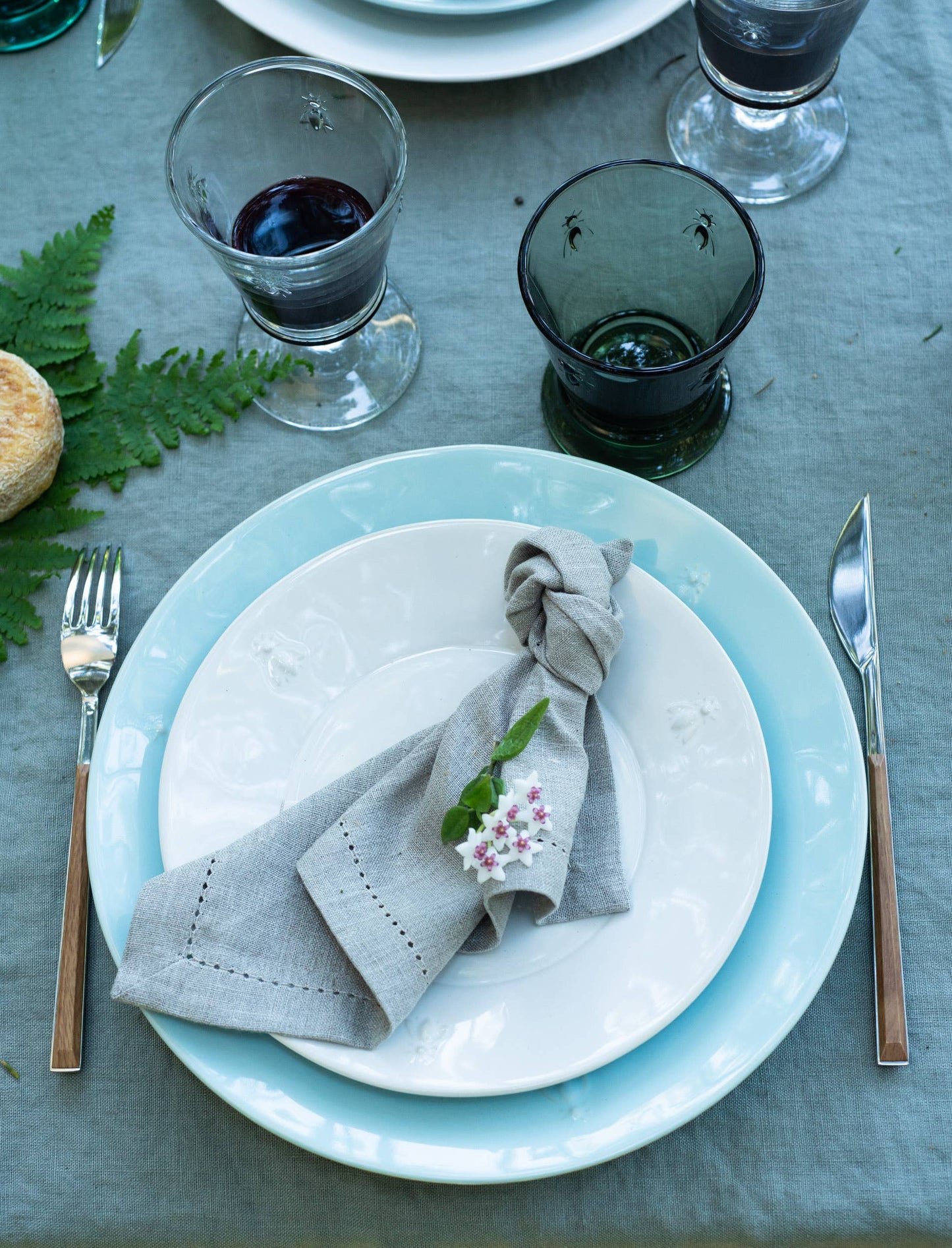 La Rochere Bee Ceramic Dessert Plates - Blue Dinnerware La Rochere