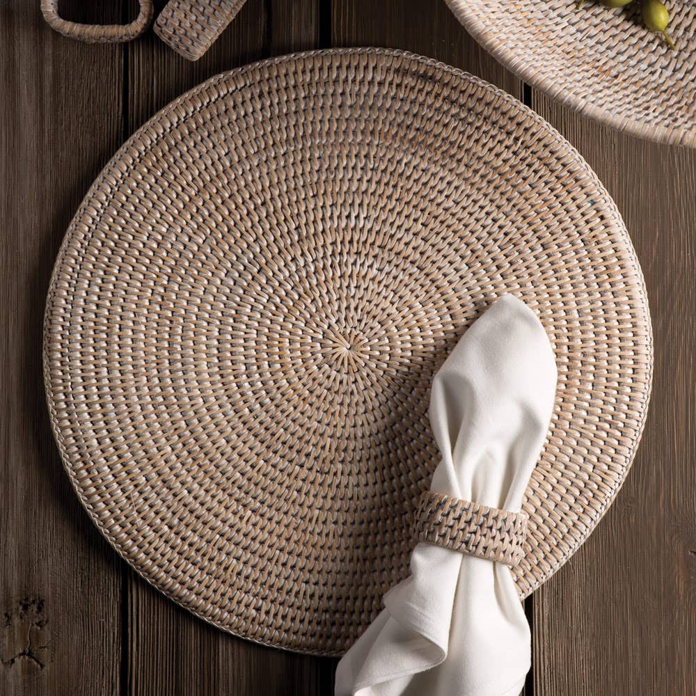 Burma Rattan Napkin Ring White Napkin Rings Napa Home & Garden