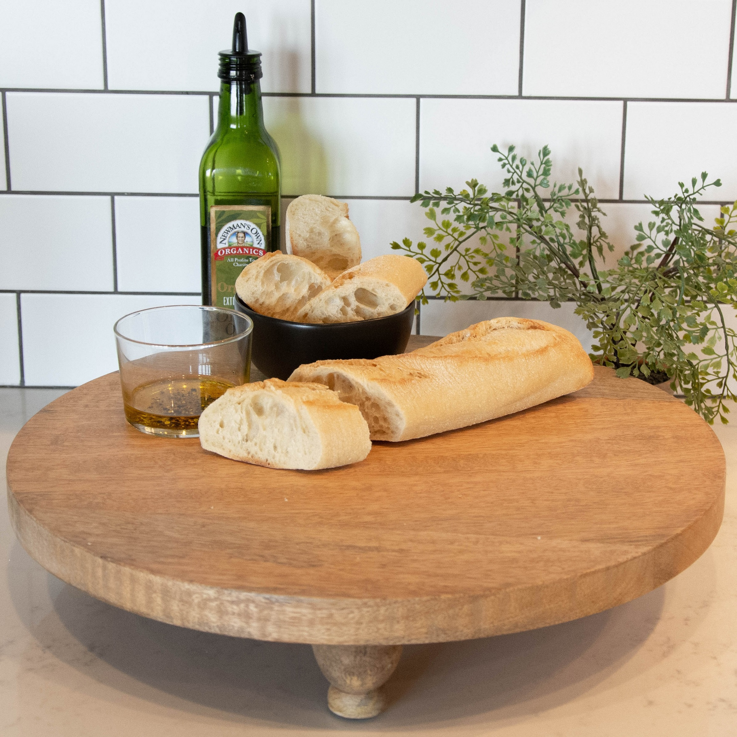 Natural Round Footed Board - Artisan Wood Serveware Heritage Lace