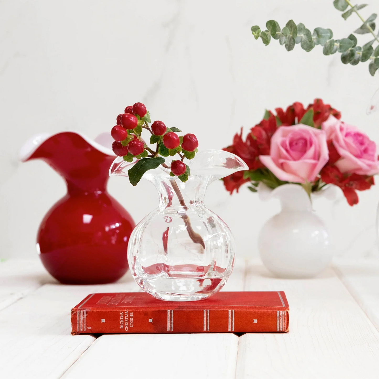 Hibiscus Glass Clear Bud Vase  vietri