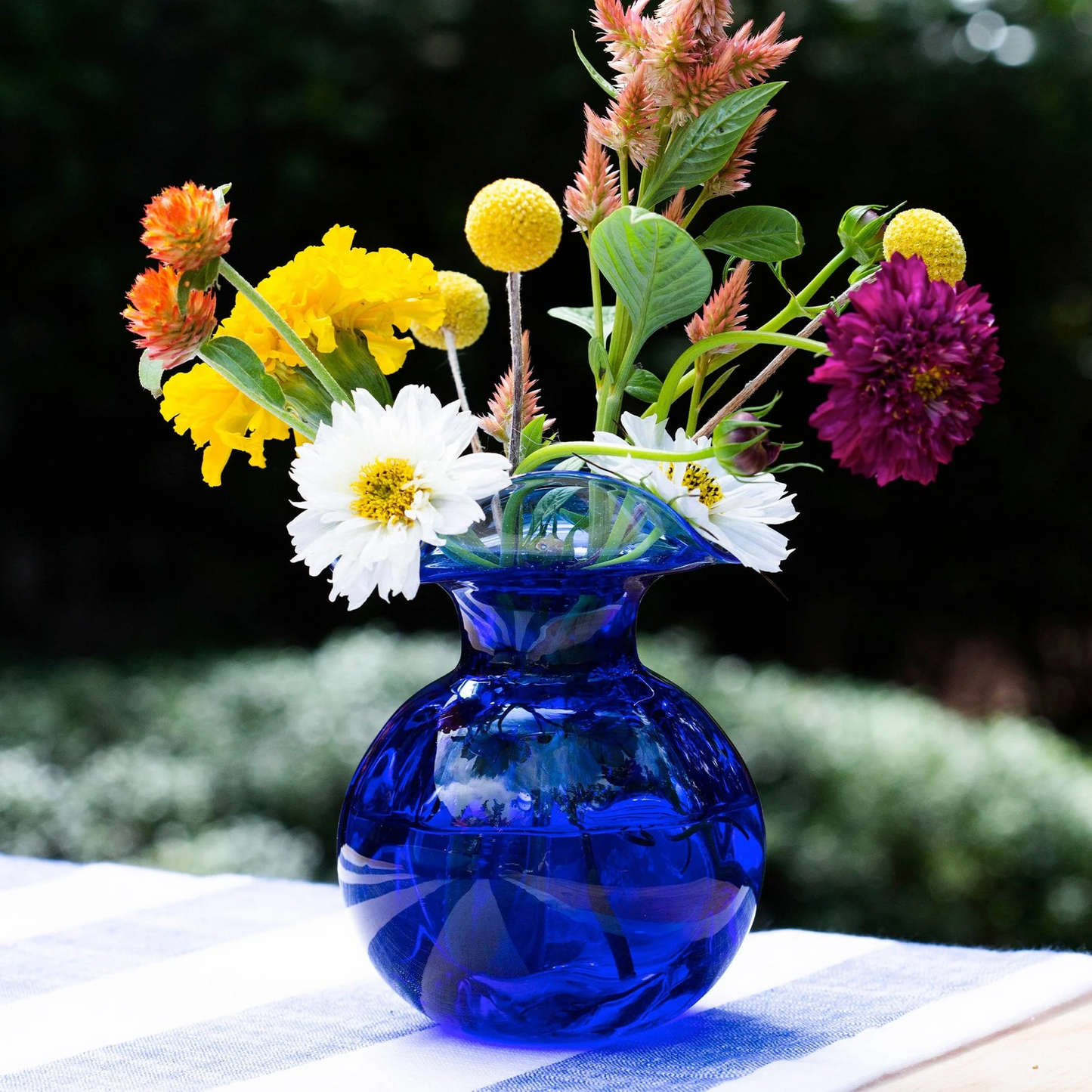 Vietri Hibiscus Glass Cobalt Bud Vase Decor VIETRI