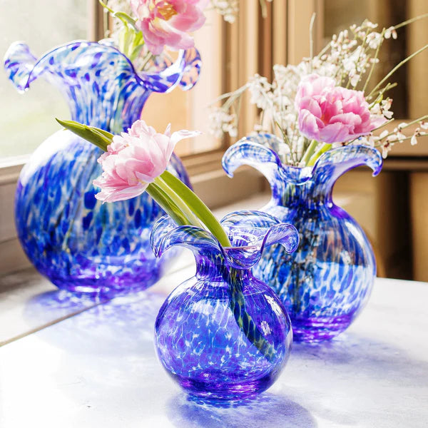Vietri Hibiscus Glass Cobalt Tortoiseshell Bud Vase Vase VIETRI