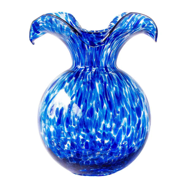 Vietri Hibiscus Glass Cobalt Tortoiseshell Fluted Vase Vase VIETRI