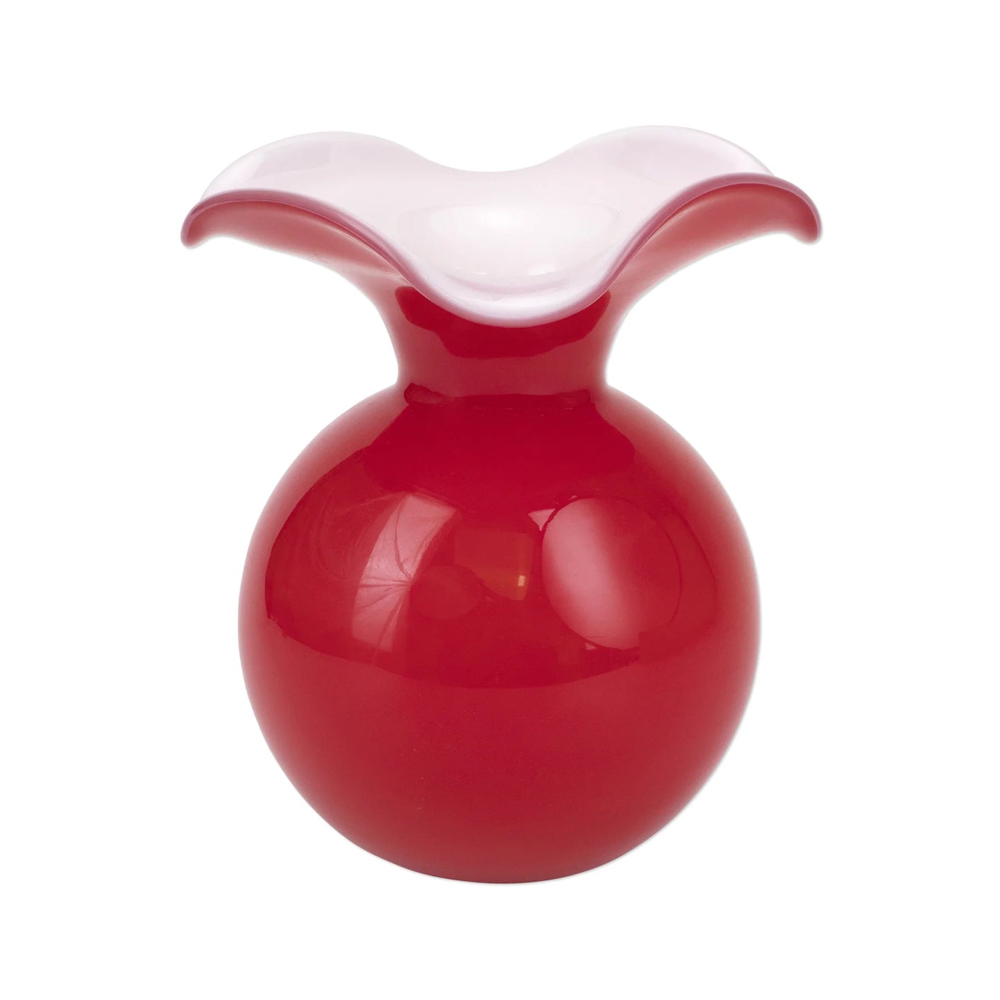 Vietri Hibiscus Glass Red Medium Fluted Vase VIETRI