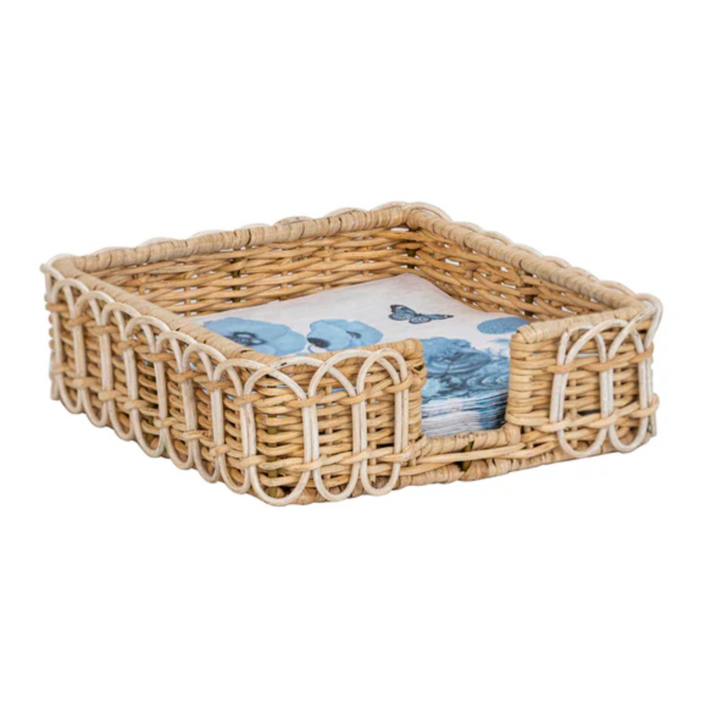 Juliska Provence Rattan Luncheon Napkin Holder - Whitewash Table Decor Juliska