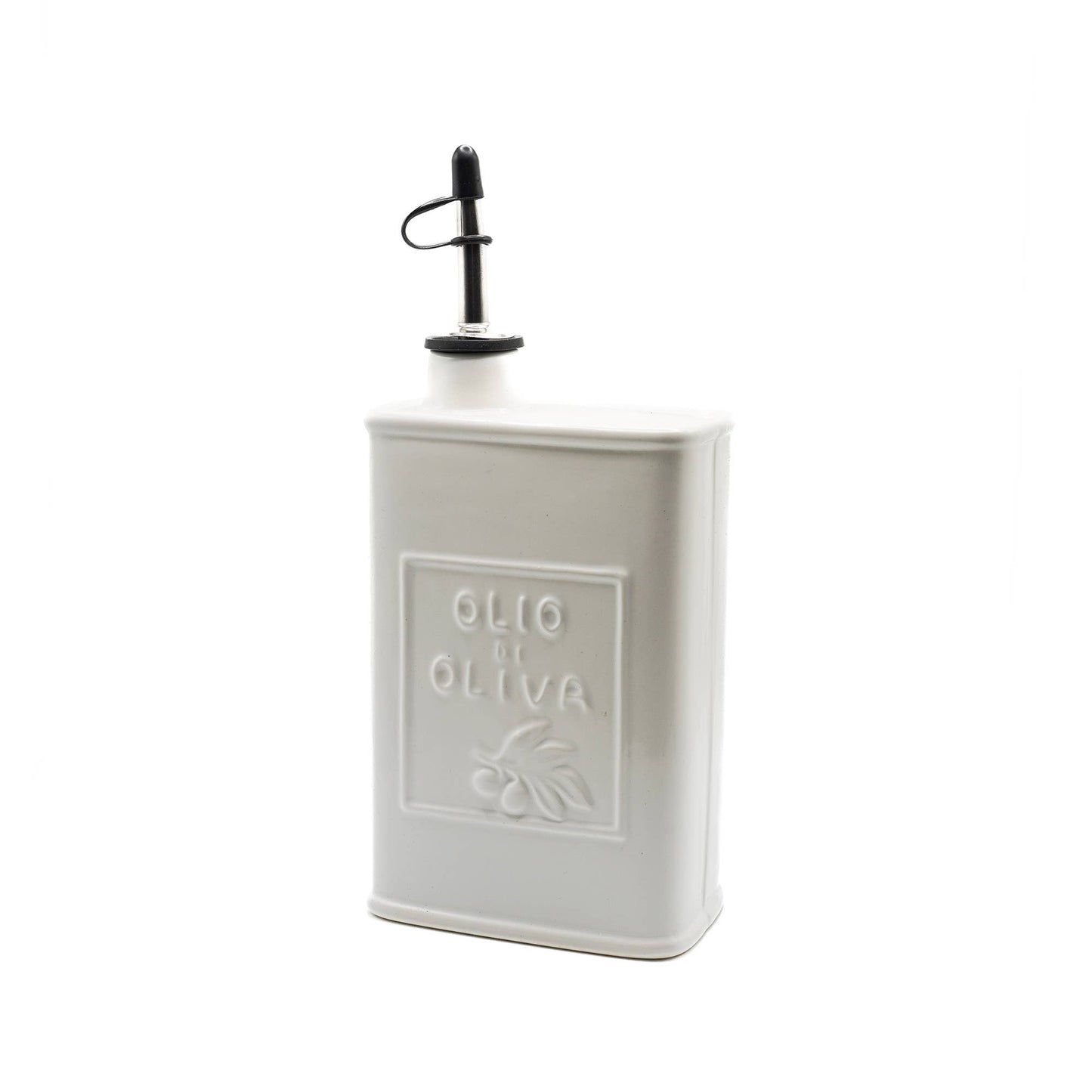 White Ceramic Olive Oil Dispenser Can, 17 oz Kitchen Tools Fox Run Brands
