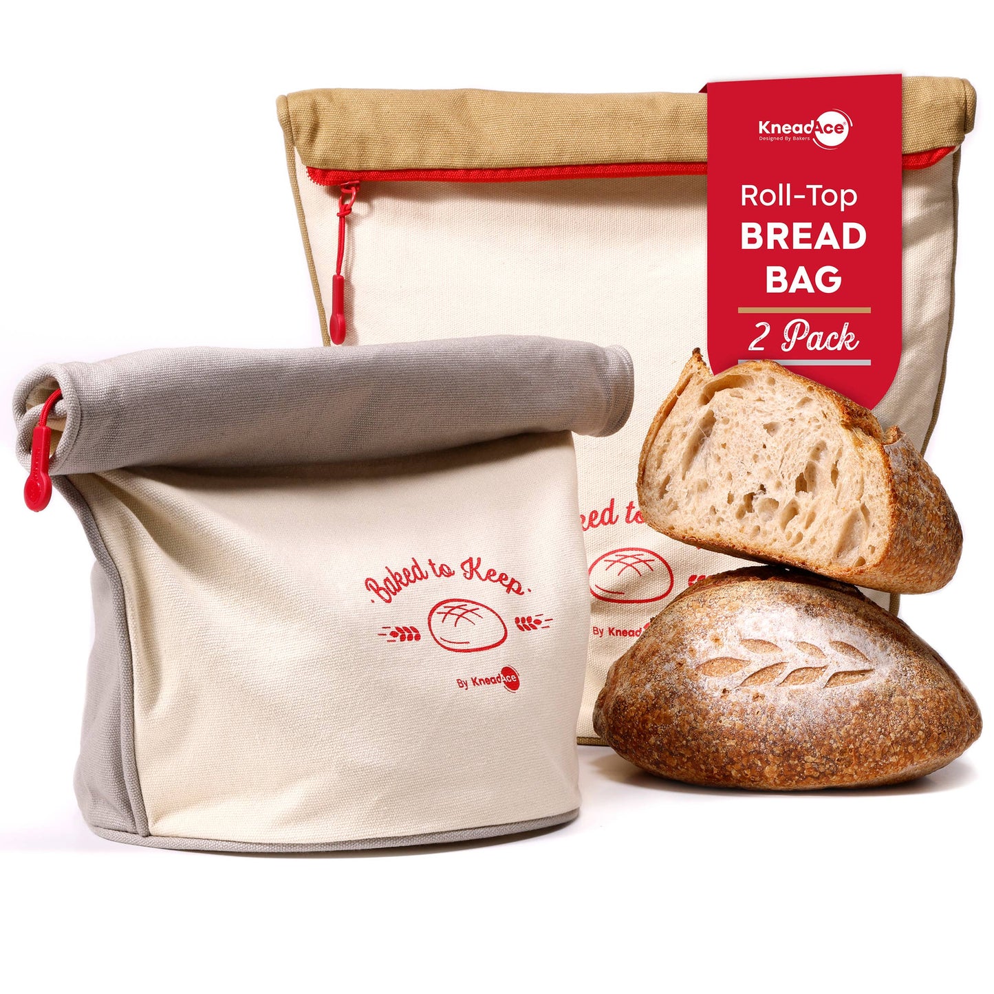 KneadAce Bread Bag: Gray / Off-White