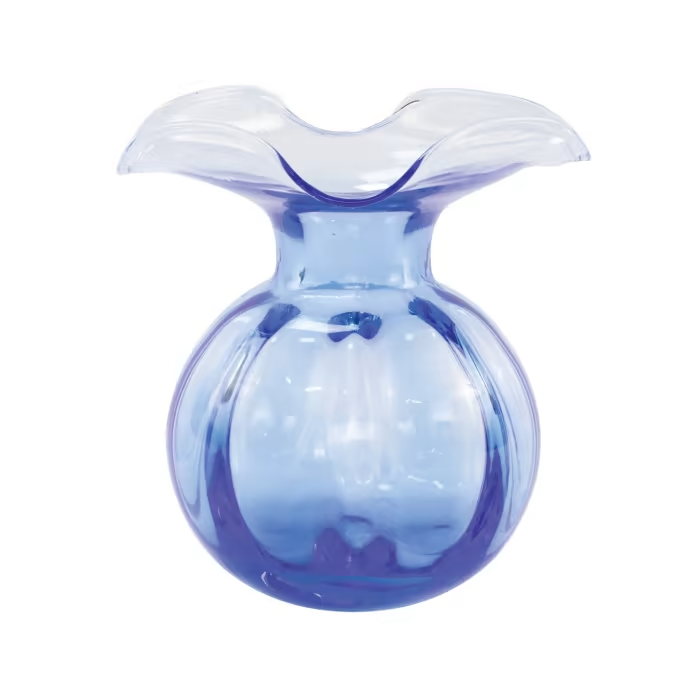 Vietri Hibiscus Glass Cobalt Medium Fluted Vase Vase VIETRI