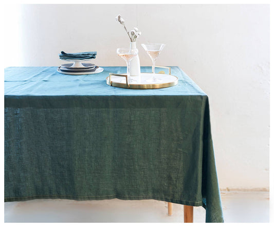 Bohemian Tablecloth- Deep Green Linen  Celina Mancurti, LLC