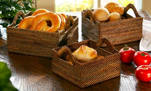 Square Bread Basket with Handle Decor Calaisio