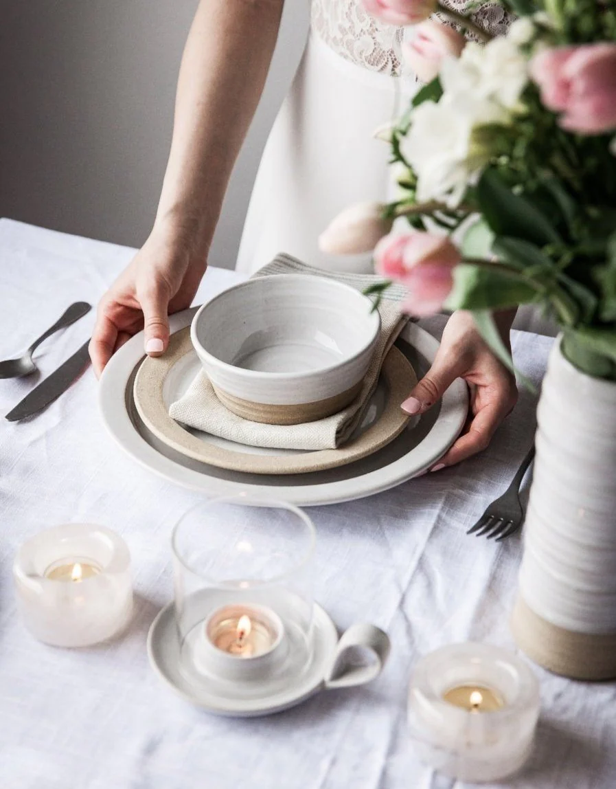 Riverstone Glass Tealight Tableware Farmhouse Pottery