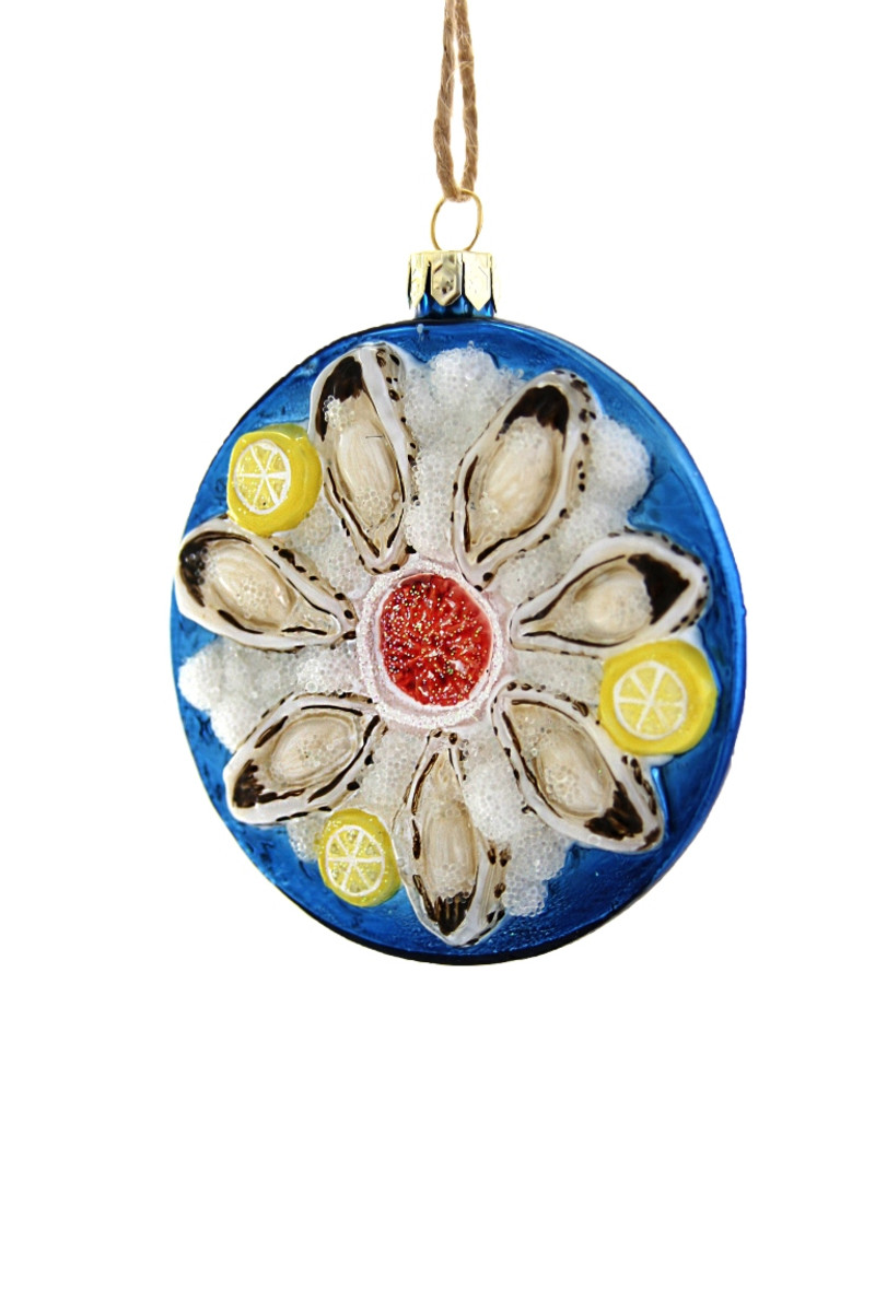 Plate of Oysters Ornament - Blue Holiday Cody Foster & Co
