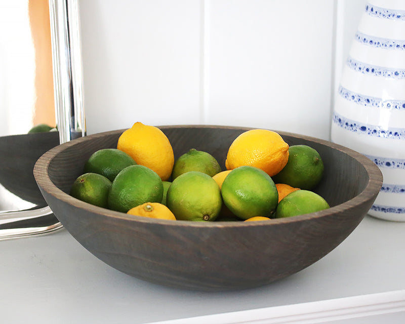 Round Wooden Salad Bowl Tableware Farmhouse Pottery