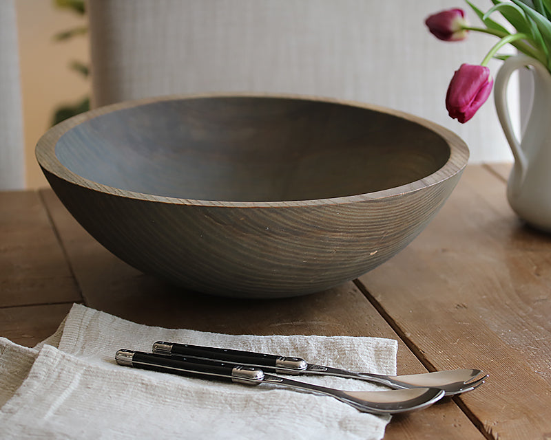 Round Wooden Salad Bowl Tableware Farmhouse Pottery