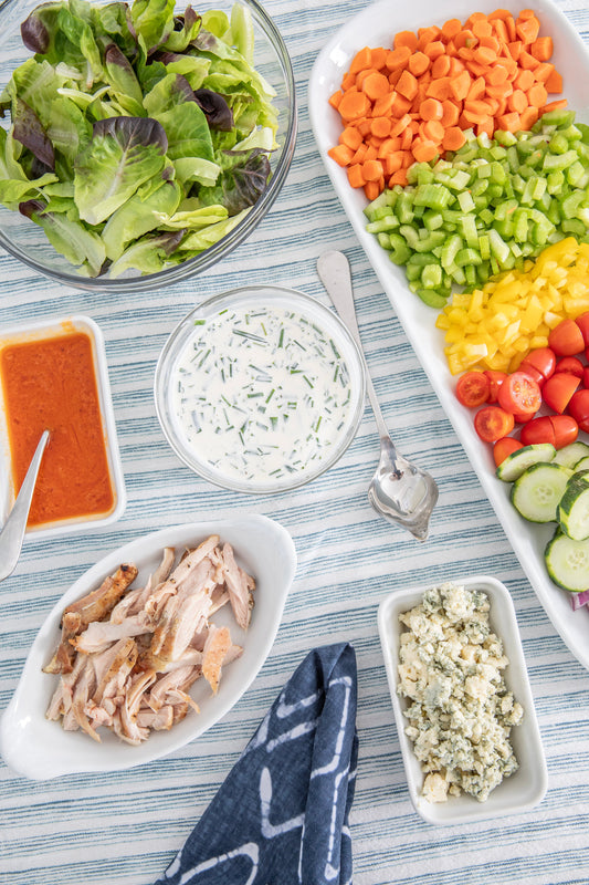 Buffalo Chicken Cobb Salad with blue cheese, avocado, bacon, and spicy buffalo chicken