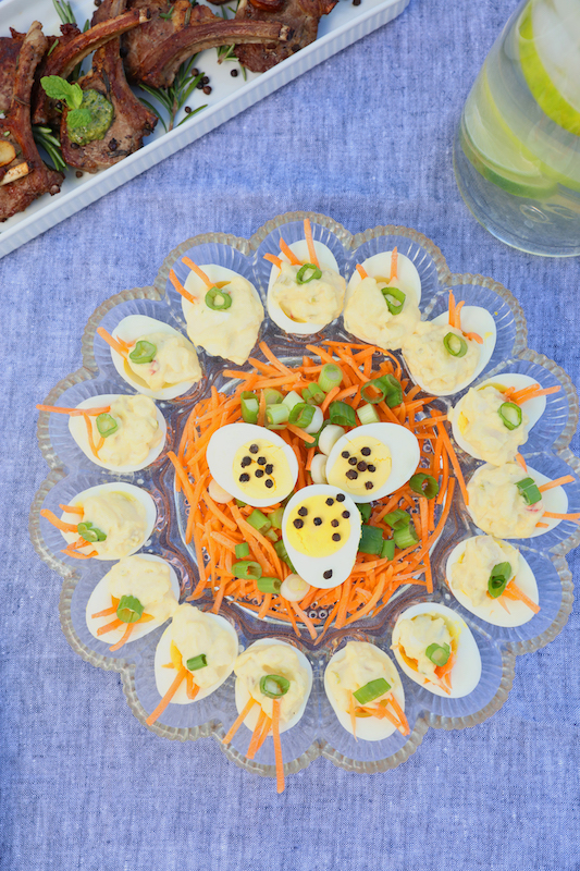 Chef Lynn Michelle's Easter Vegetarian Potato Salad Boats garnished with fresh herbs
