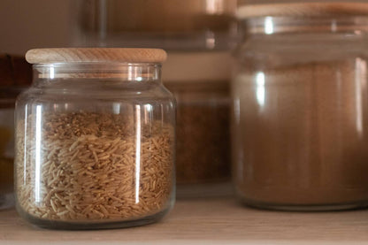 Glass Dry Goods Canister, Wood Lid, Small Storage & Organization etúHOME