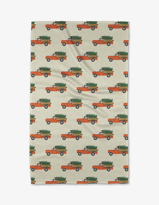 Christmas Ride Tea Towel Linens and placemats Geometry