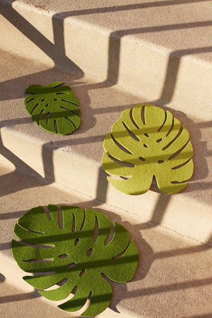 Merino Wool Felt Large Monstera Leaf Trivet: Loden Green Kitchen Tools Graf Lantz