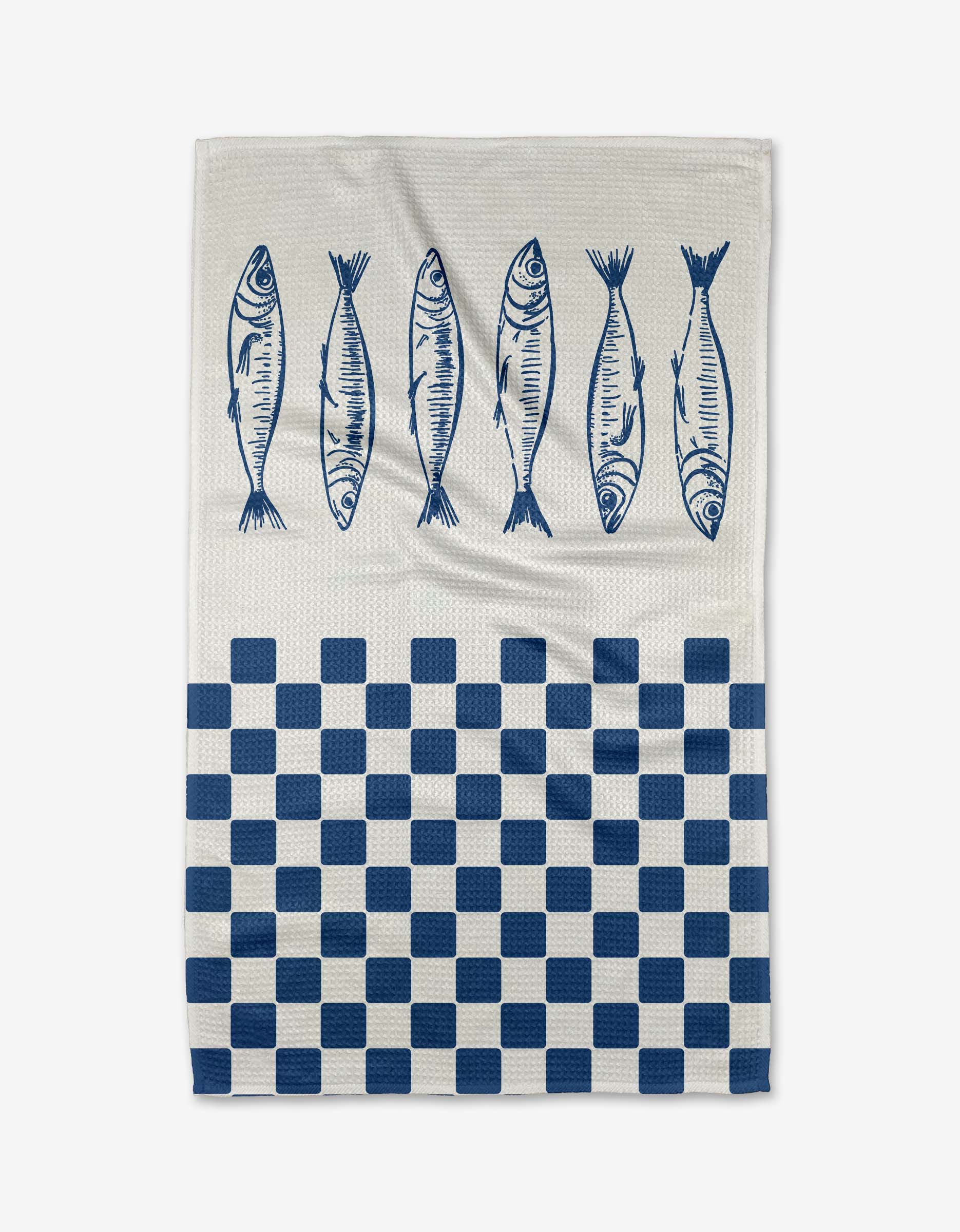 Sardine Check Blue Tea Towel Geometry