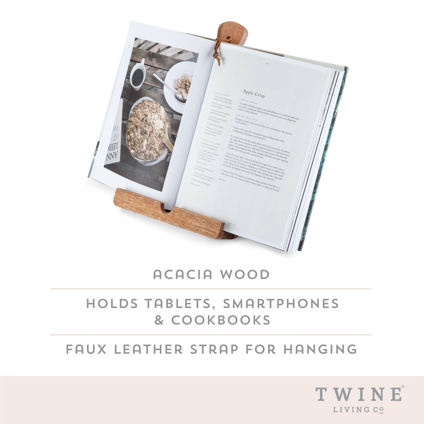 Acacia Wood Tablet/Cookbook Stand Cookbooks Twine