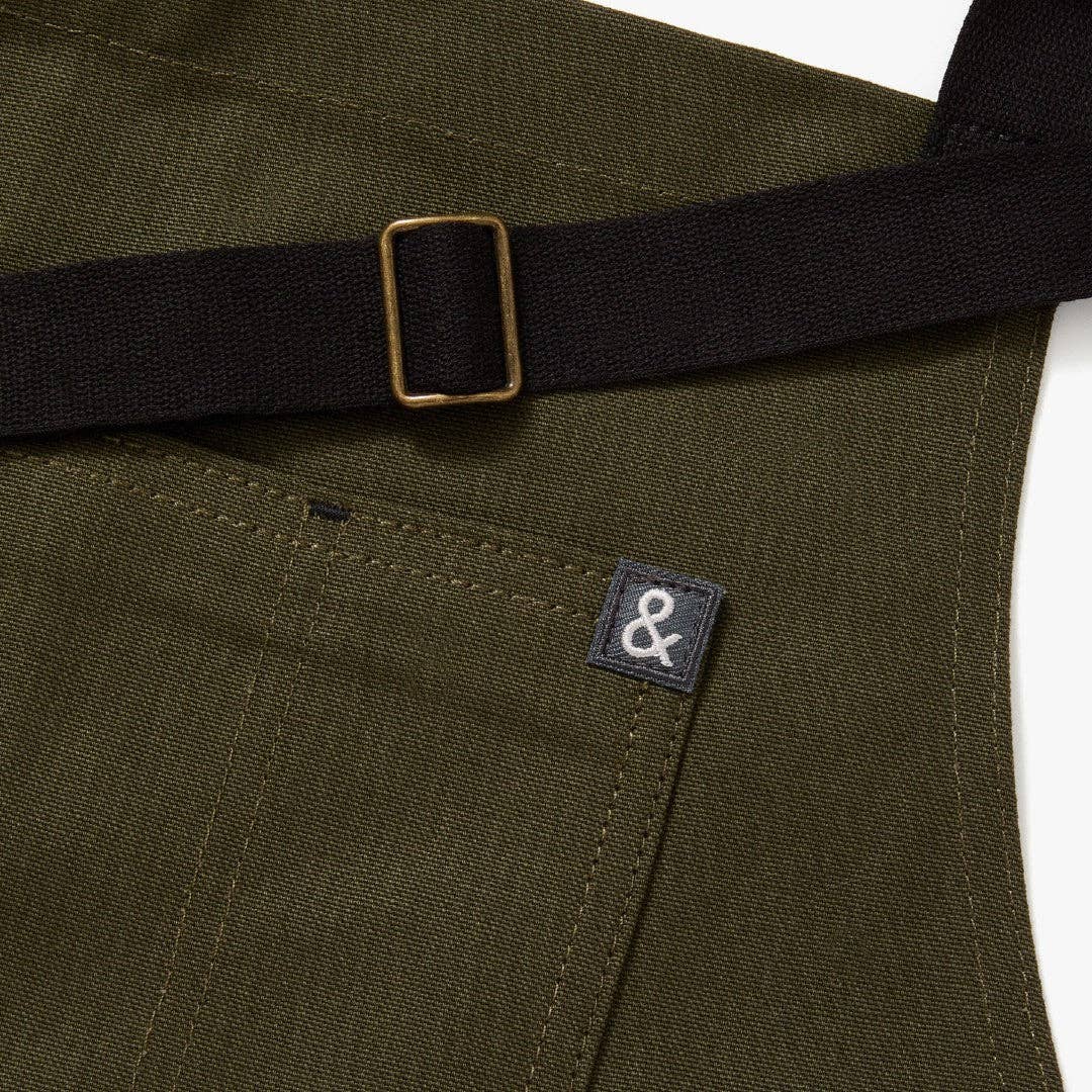 The Essential Kitchen Apron - Olive Green with Black Straps Apron Hedley & Bennett