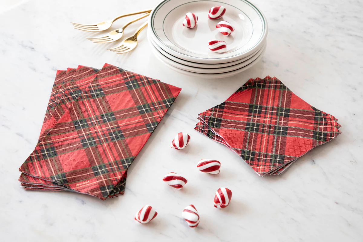 Hester and Cook Red Plaid Guest Napkin - pack of 16 Linens and placemats Hester and Cook