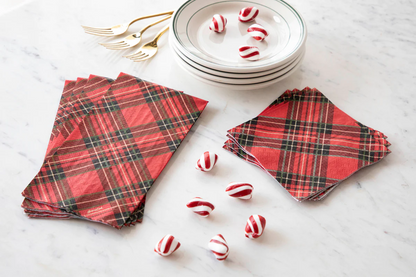 Hester and Cook Red Plaid Guest Napkin - pack of 16 Linens and placemats Hester and Cook