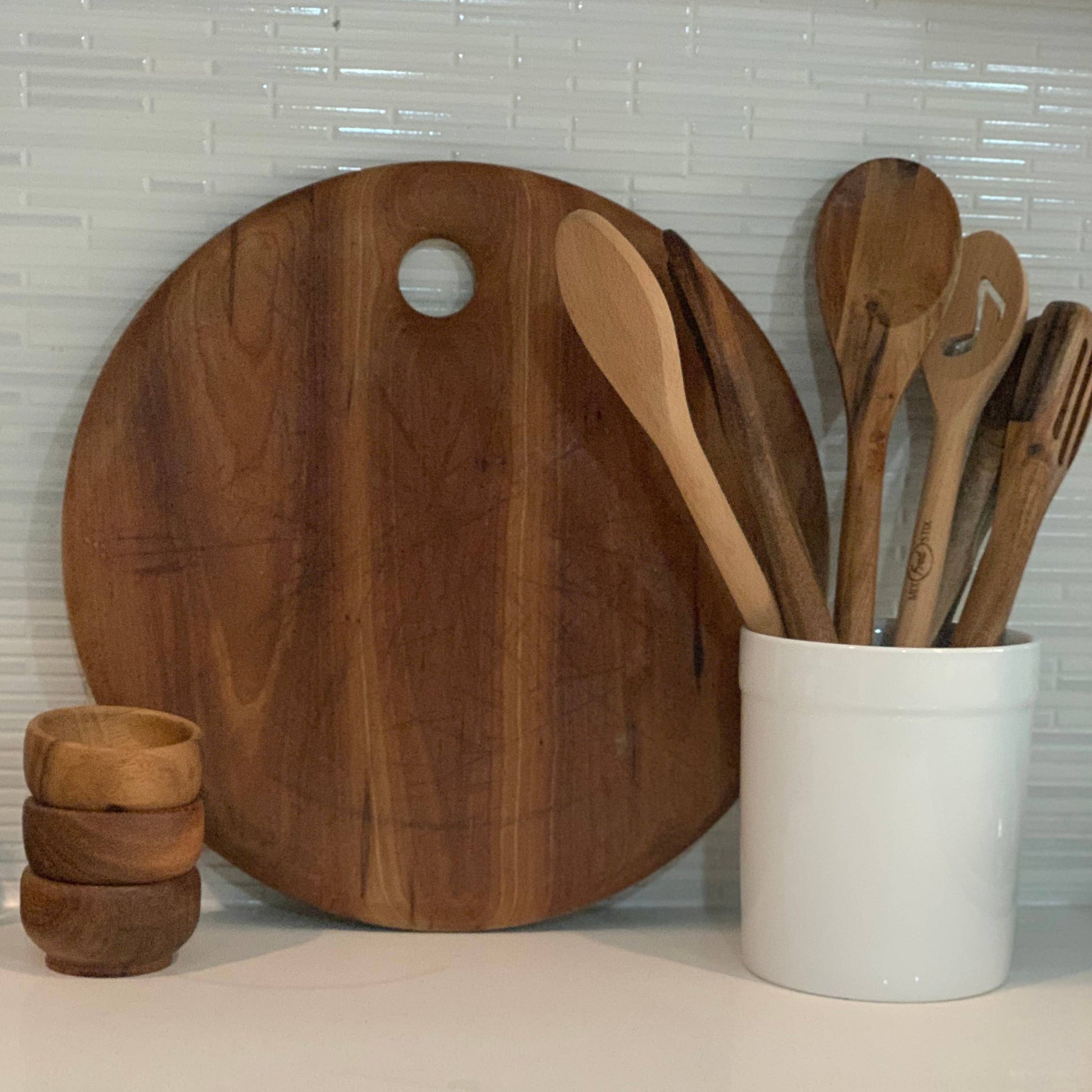 Stoneware Utensil Holder, White Kitchen Tools Fox Run Brands