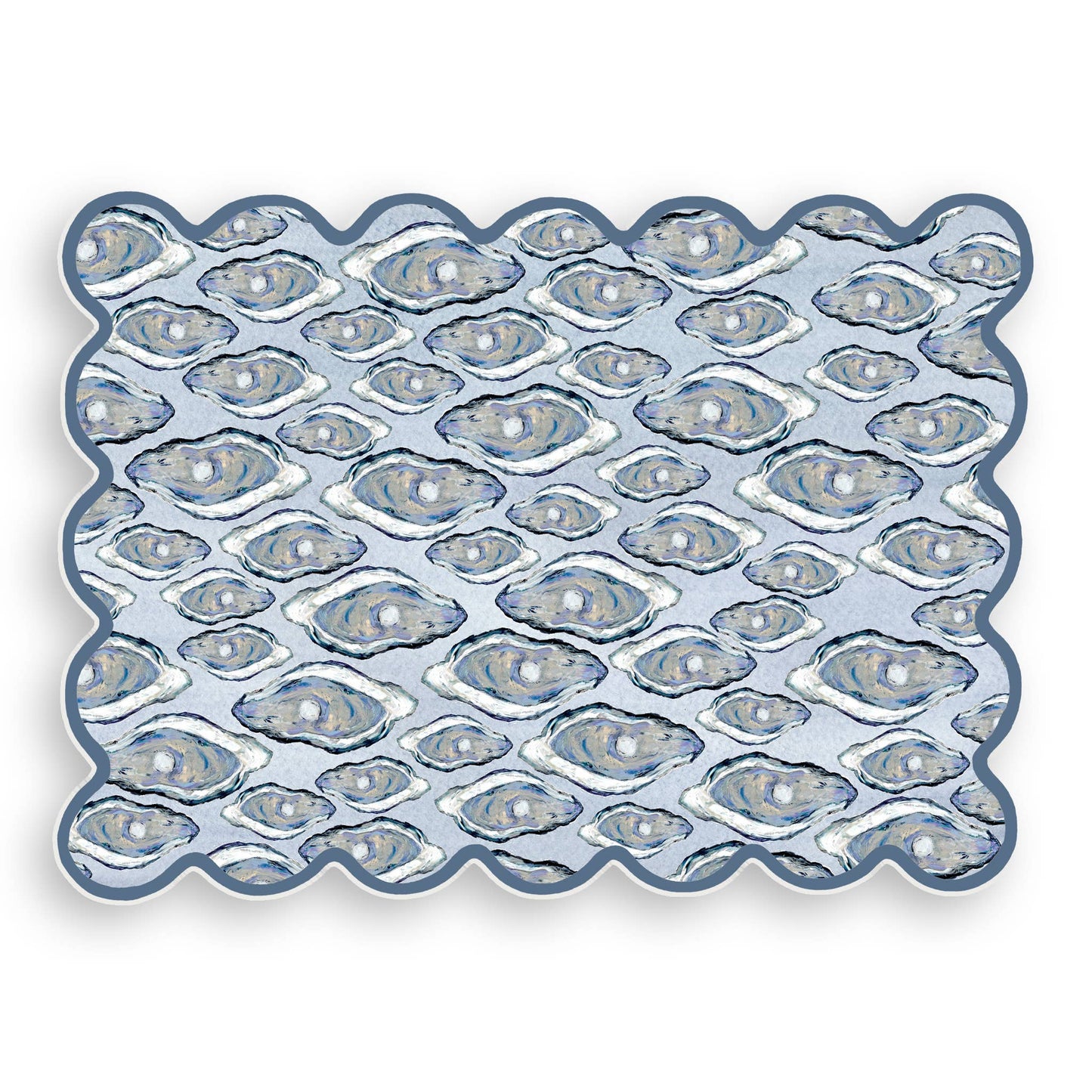 Scalloped Blue Oysters Vinyl Placemat Placemats French Graffiti