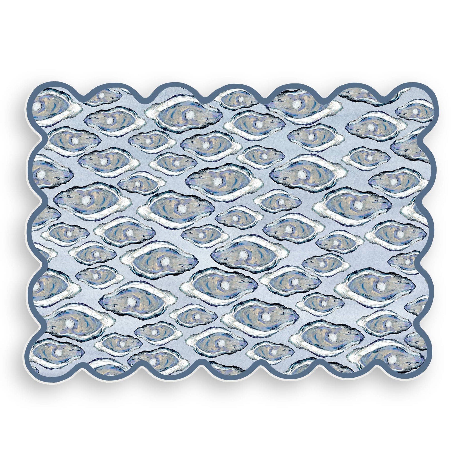 Scalloped Blue Oysters Vinyl Placemat Placemats French Graffiti