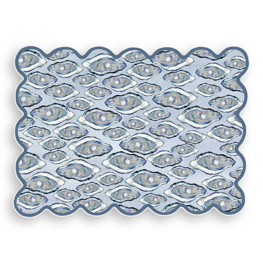Scalloped Blue Oysters Vinyl Placemat Placemats French Graffiti