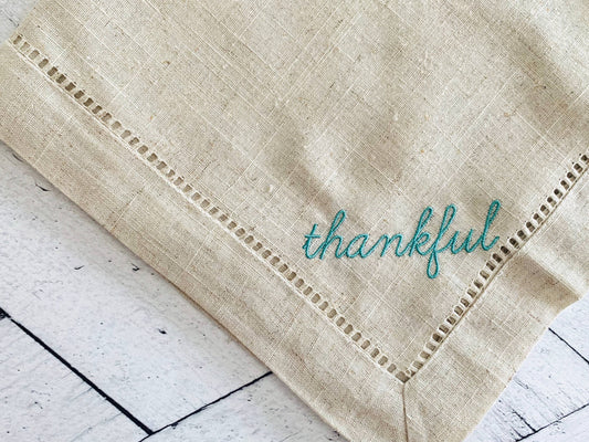 Thankful Cloth Napkins - Set of four - Ocean Napkins Dot and Army