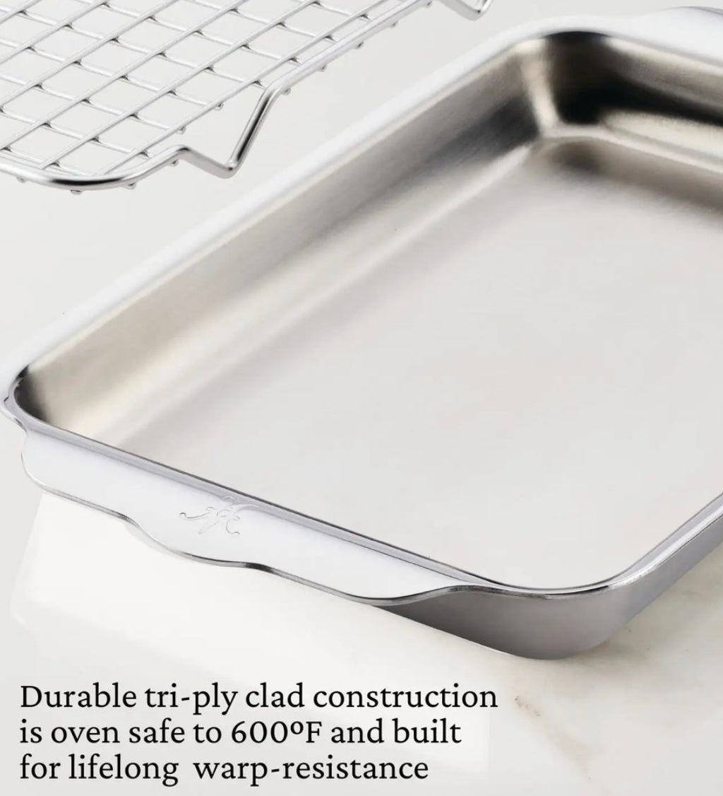 Hestan OvenBond Tri-ply Mini Eighth Sheet Pan with Rack Cookware Hestan