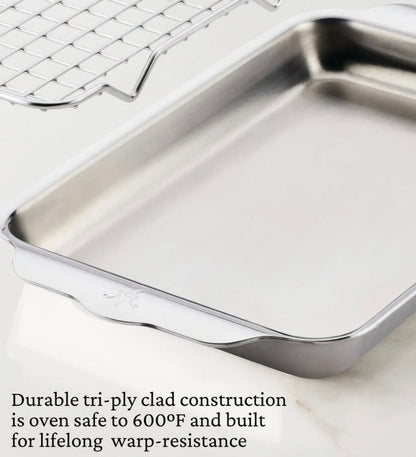 Hestan OvenBond Tri-ply Mini Eighth Sheet Pan with Rack Cookware Hestan