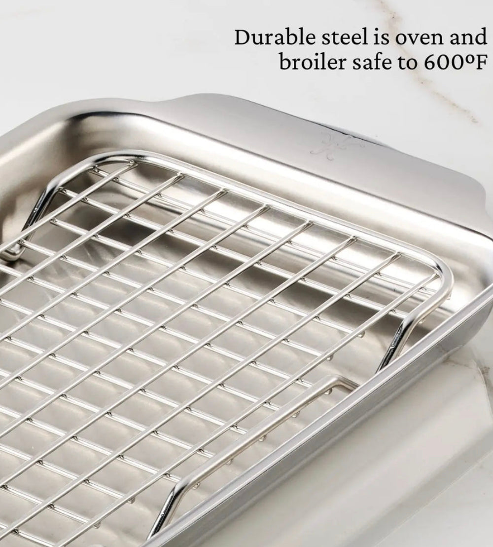 Hestan OvenBond Tri-ply Mini Eighth Sheet Pan with Rack Cookware Hestan