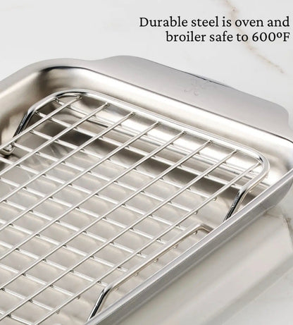 Hestan OvenBond Tri-ply Mini Eighth Sheet Pan with Rack Cookware Hestan