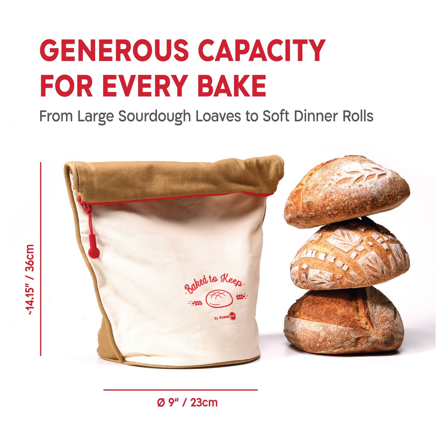 KneadAce Bread Bag: Gray / Off-White