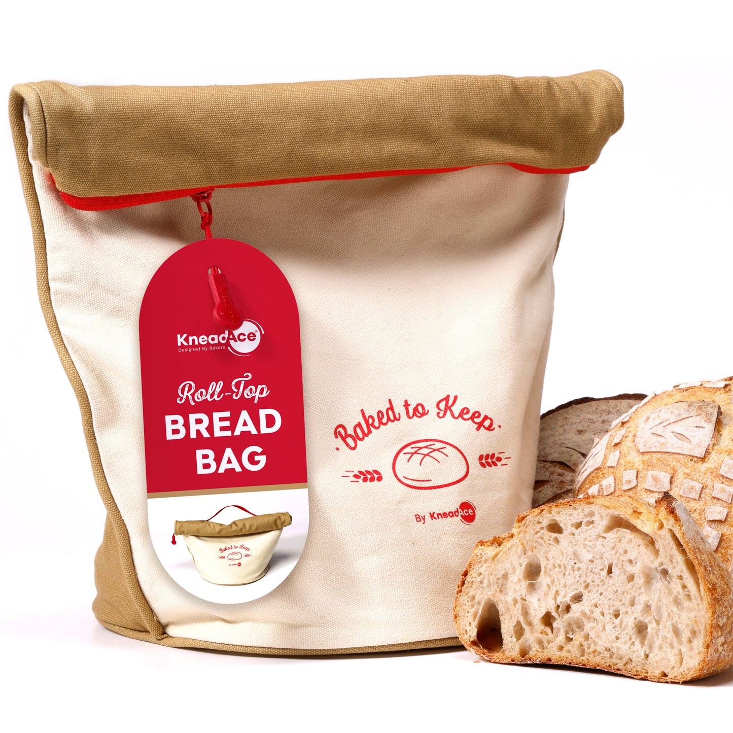 KneadAce Bread Bag: Gray / Off-White