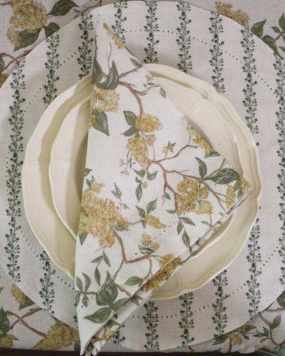 Hyacinth Floral Dinner Napkin Set of Four: Marigold Linens and placemats Willamere
