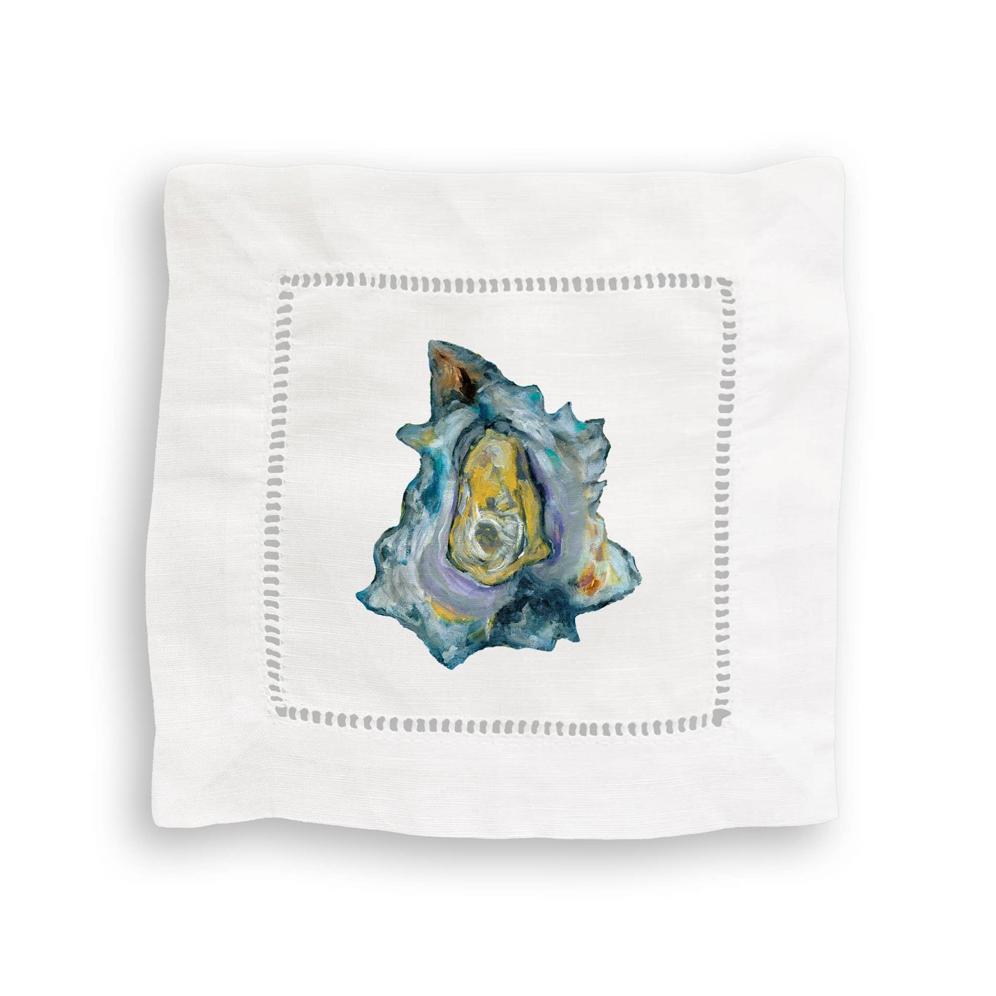 Mixed Oysters Linen Cocktail Napkin Set of 4 Napkins French Graffiti
