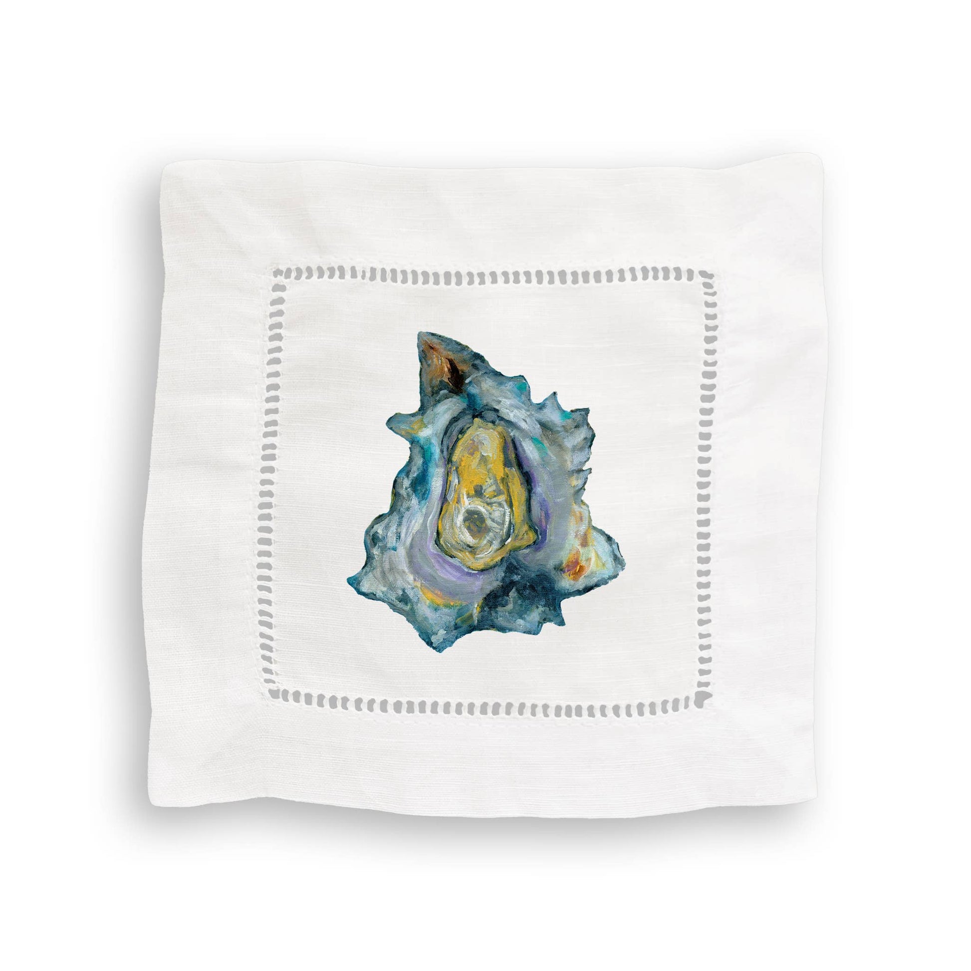 Mixed Oysters Linen Cocktail Napkin Set of 4 Napkins French Graffiti