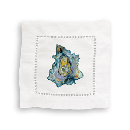 Mixed Oysters Linen Cocktail Napkin Set of 4 Napkins French Graffiti