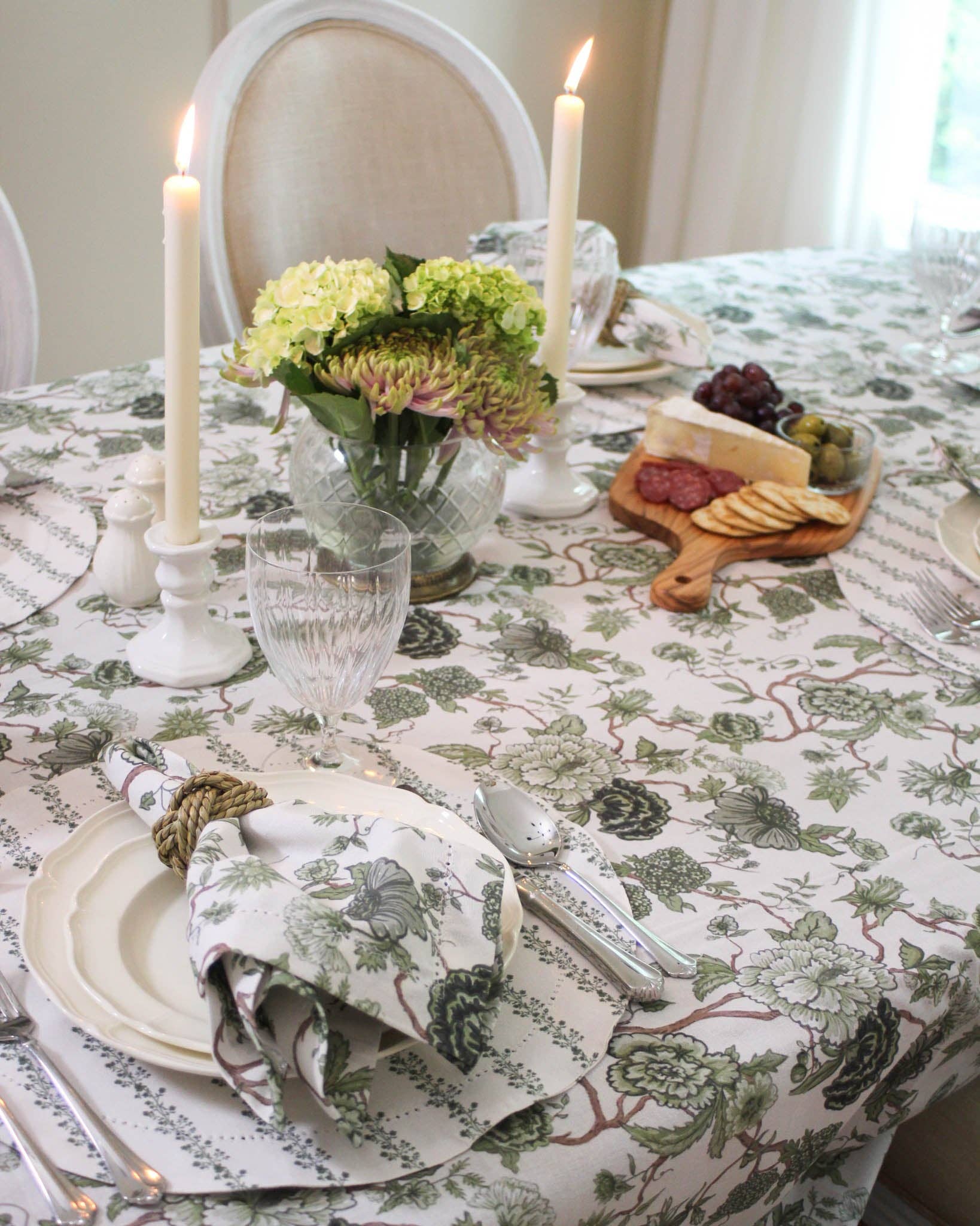 Florence Floral Napkins Set of Four: Fern Linens and placemats Willamere