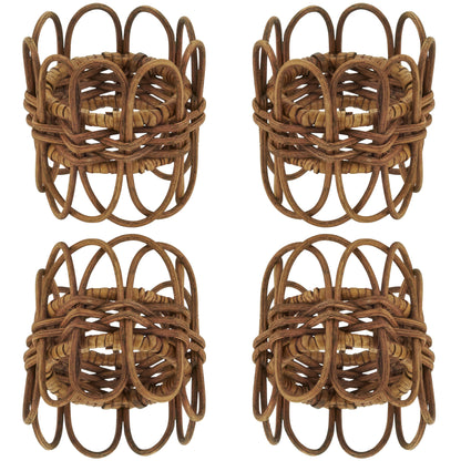 Twisted Rattan Napkin Ring - Set of 4 Napkin Rings Saro Lifestyle
