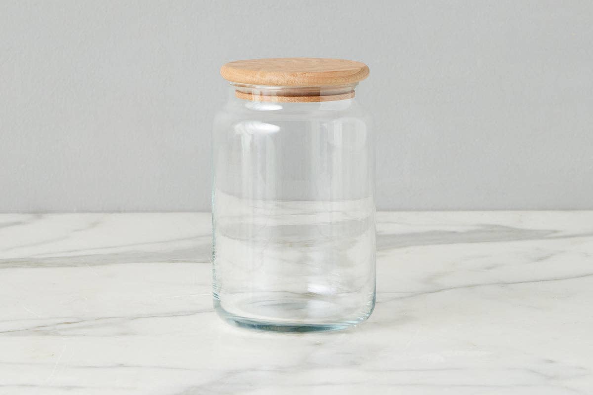 Glass Dry Goods Canister, Wood Lid, Large Storage & Organization etúHOME