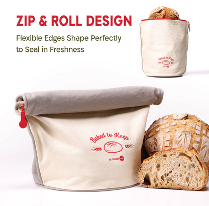 KneadAce Bread Bag: Gray / Off-White